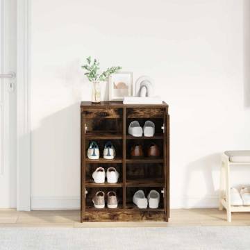 Elegant Smoked Oak Shoe Cabinet - 57x34x76 cm