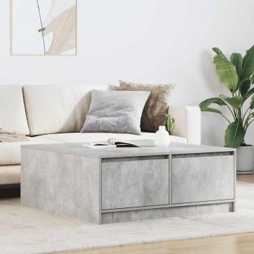 Coffee Table with Drawers - Concrete Grey 100x100 cm