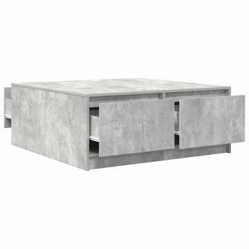 Coffee Table with Drawers - Concrete Grey 100x100 cm