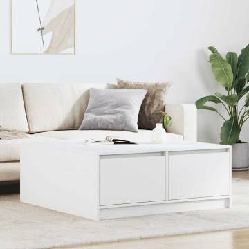 Coffee Table with Drawers - White 100x100 cm for Stylish Living