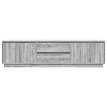 Stylish Grey Sonoma TV Cabinet with LED Lights - 193.5 cm