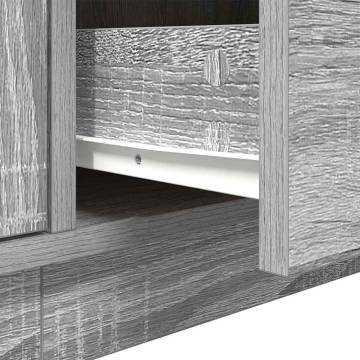 Stylish Grey Sonoma TV Cabinet with LED Lights - 193.5 cm