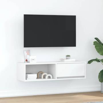 White TV Cabinet 100x31 cm - Engineered Wood Storage Solution