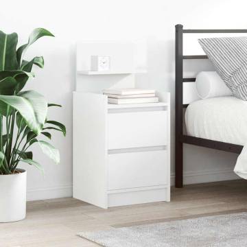 Stylish White Bedside Cabinet with 2 Drawers - 38x34x80 cm