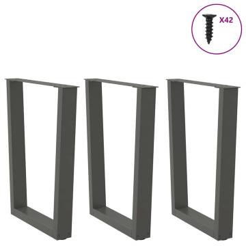 V-Shape Dining Table Legs - Anthracite Steel Set of 3