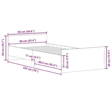 Artisan Oak Bed Frame 90x190 cm - Single Engineered Wood