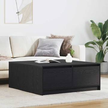 Stylish Black Oak Coffee Table with Storage Drawers - 100x100 cm