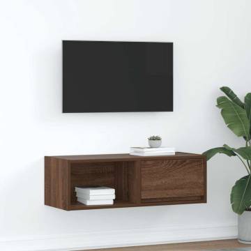 Brown Oak TV Cabinet | Engineered Wood | Space-Saving Design