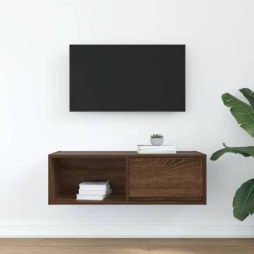 Brown Oak TV Cabinet | Engineered Wood | Space-Saving Design