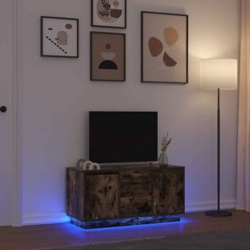 Stylish TV Cabinet with LED Lights - Smoked Oak 100x41x50 cm