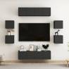 8 Piece Black Engineered Wood TV Cabinet Set | Hipomarket