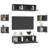 8 Piece Black Engineered Wood TV Cabinet Set | Hipomarket