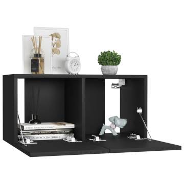 8 Piece Black Engineered Wood TV Cabinet Set | Hipomarket