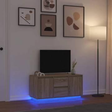 Stylish TV Cabinet with LED Lights - Sonoma Oak 100x41x50 cm