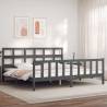 Bed Frame with Headboard Grey 200x200 cm Solid Wood Colour grey Size 200 x 200 cm 