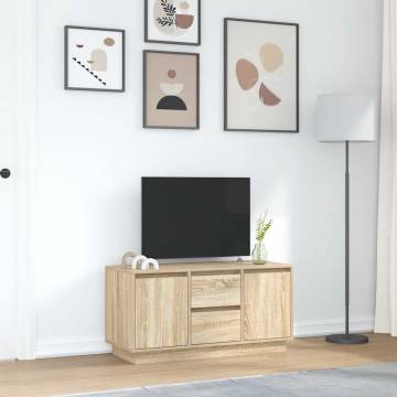 Stylish TV Cabinet with LED Lights - Sonoma Oak 100x41x50 cm