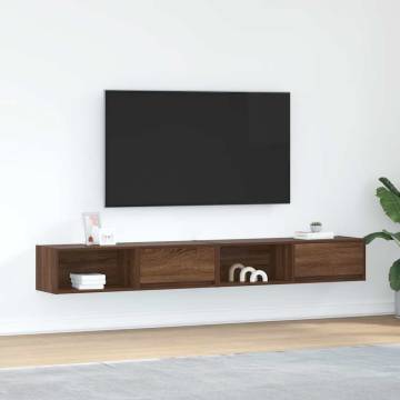 Stylish Brown Oak TV Cabinets - 2 pcs | Hipo Market UK