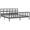 Grey Solid Wood Bed Frame with Headboard | 200x200 cm