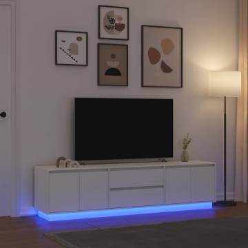 Stylish White LED TV Cabinet - 193.5x41x50 cm | HipoMarket UK