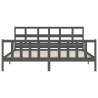 Grey Solid Wood Bed Frame with Headboard | 200x200 cm