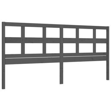 Grey Solid Wood Bed Frame with Headboard | 200x200 cm