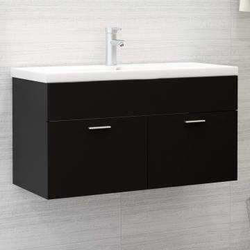 Stylish Black Sink Cabinet with Built-in Basin | HipoMarket