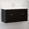 Sink Cabinet with Built-in Basin Black Engineered Wood Colour black Size 90 x 38.5 x 46 cm Quantity in Package 1 Model without faucet 