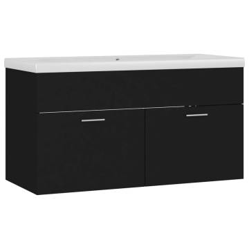 Stylish Black Sink Cabinet with Built-in Basin | HipoMarket