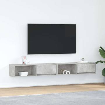 TV Cabinets Set of 2 - Concrete Grey | Hipomarket UK