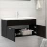 Stylish Black Sink Cabinet with Built-in Basin | HipoMarket