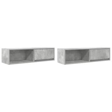 TV Cabinets Set of 2 - Concrete Grey | Hipomarket UK