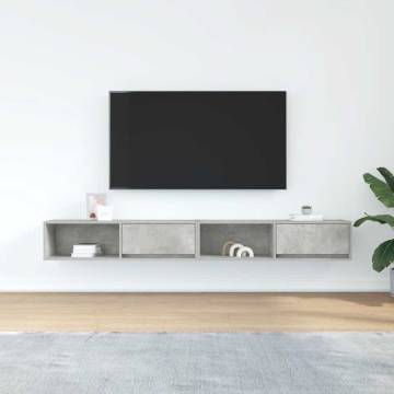 TV Cabinets Set of 2 - Concrete Grey | Hipomarket UK