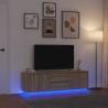 Stylish TV Cabinet with LED Lights - Sonoma Oak 160.5x41 cm