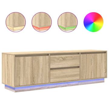 Stylish TV Cabinet with LED Lights - Sonoma Oak 160.5x41 cm