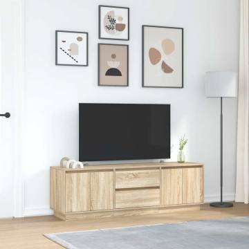 Stylish TV Cabinet with LED Lights - Sonoma Oak 160.5x41 cm