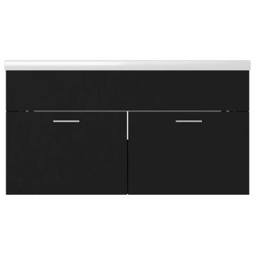 Stylish Black Sink Cabinet with Built-in Basin | HipoMarket