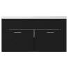 Stylish Black Sink Cabinet with Built-in Basin | HipoMarket