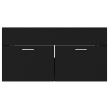 Stylish Black Sink Cabinet with Built-in Basin | HipoMarket