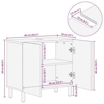 Elegant Brown Bathroom Sink Cabinet - Solid Mango Wood