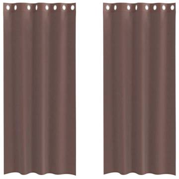 Voile Curtains with Grommets - 2 pcs Brown 140x225 cm