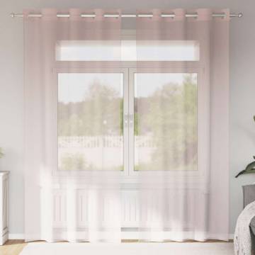 Light Pink Voile Curtains with Grommets - 140x245 cm (2 pcs)