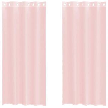 Light Pink Voile Curtains with Grommets - 140x245 cm (2 pcs)