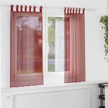 Voile Curtains with Rod Pockets - Wine Red, 2 Pcs