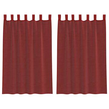 Voile Curtains with Rod Pockets - Wine Red, 2 Pcs