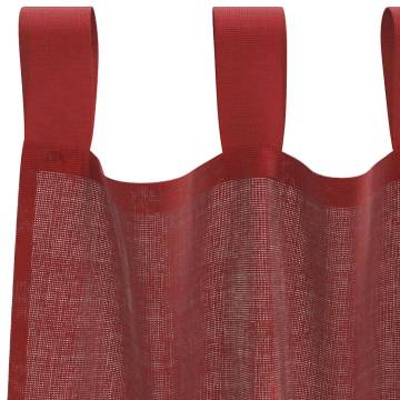 Voile Curtains with Rod Pockets - Wine Red, 2 Pcs