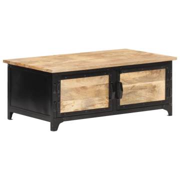 Solid Mango Wood Coffee Table | 90x50x35 cm - Industrial Style