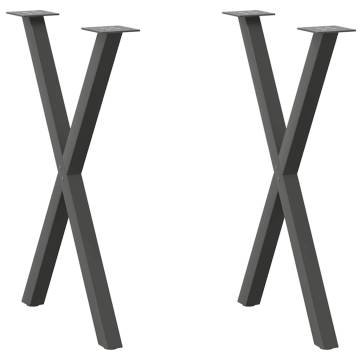 X-Shaped Dining Table Legs - Anthracite Steel (50x72-73 cm)