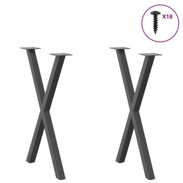 X-Shaped Dining Table Legs - Anthracite Steel (50x72-73 cm)