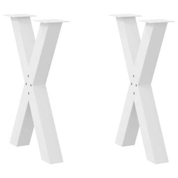 X-Shaped Dining Table Legs - White Steel (60x72-73 cm) - 2 pcs