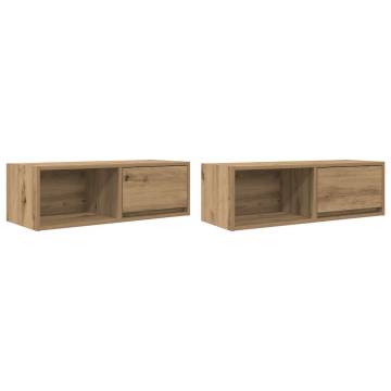 Artisan Oak TV Cabinets - Space-Saving 2 pcs Set | HipoMarket